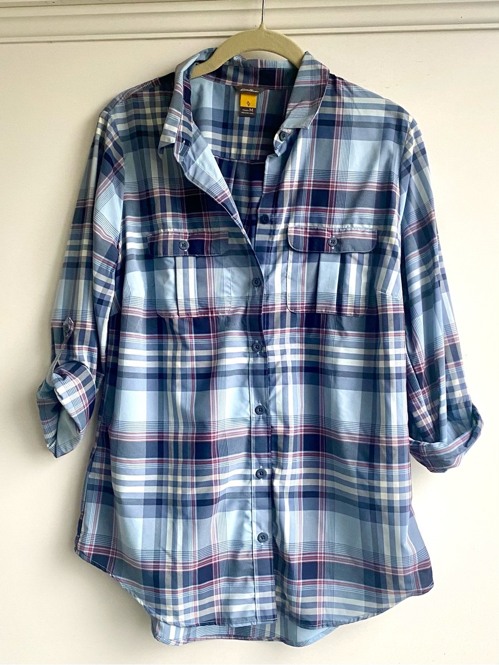 Eddie Bauer Nylon Performance Plaid Button-Up Shirt